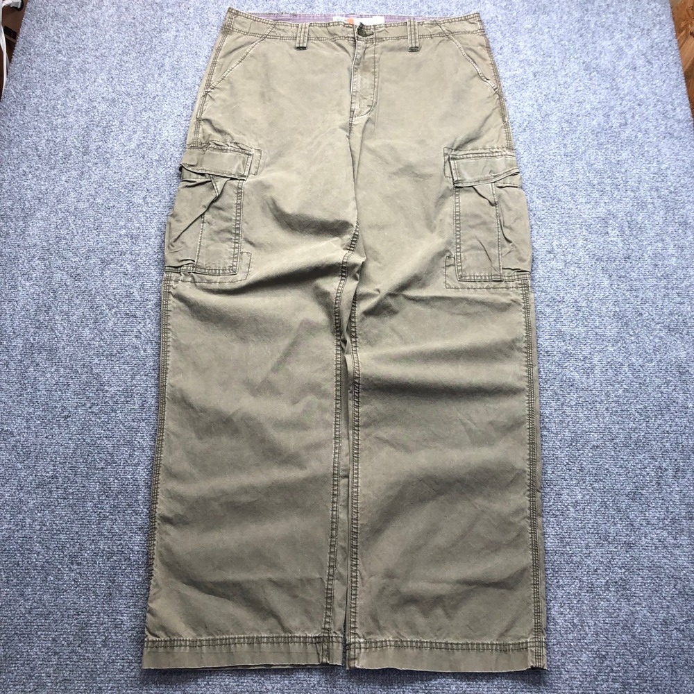 Y2K Baggy Old Navy Mens Cargo Pants Olive Green 36x34